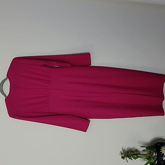 Theo Miles Midi Dress Sz 2 Retro Fushia Vintage 90s - Picture 5 of 11